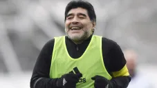 Maradona en un entrenamiento
