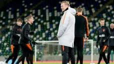 Ronald Koeman durante un entrenamiento con Holanda