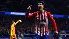Morata festeja un gol con el Atlético en la Champions