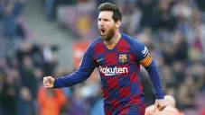 Lionel Messi celebra una anotación con Barcelona