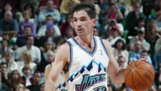 John Stockton durante un partido del Jazz