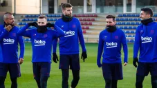 Jugadores del Barcelona en un entrenamiento