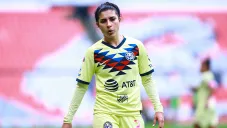 Alondra González en un partido con América