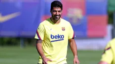 Luis Suárez durante un entrenamiento con Barcelona