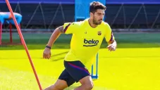 Luis Suárez durante un entrenamiento con Barcelona