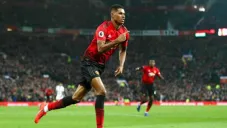Marcus Rashford, en festejo con el Manchester United