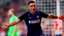 Lautaro celebra un gol con el Inter