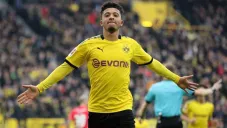 Jadon Sancho celebra una anotación con los Red Devils