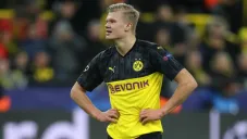 Erling Haaland se lamenta en un juego del Dortmund