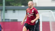 Andrés Iniesta durante un entrenamiento con el Vissel Kobe