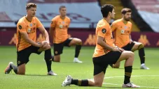 Jugadores de Wolves previo a un partido