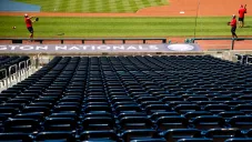 Jugadores de los Nacionales, durante una práctica