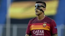 Lorenzo Pellegrini con el mensaje 'Grazie' en la camiseta