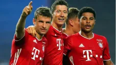 Jugadores del Bayern celebran una de las anotaciones de