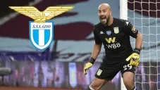 Pepe Reina durante un duelo con el Aston Villa