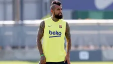 Arturo Vidal durante un entrenamiento con el Barcelona