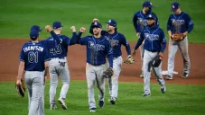 Los Rays celebran en un partido ante Baltimore