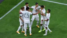 Jugadores del Tri celebran gol ante Guatemala