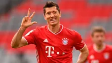 Robert Lewandowski después de anotar su tercer gol del partido