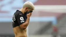 Sergio Agüero durante el partido del City