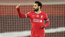 Mohamed Salah luego de marcar gol con el Liverpool