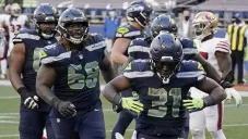 Seahawks en festejo de TD