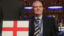 Greg Clarke, presidente de la FA, durante un evento