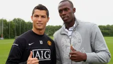 Cristiano Ronaldo y Bolt durante un evento
