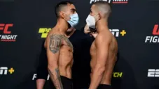 José Quinonez y Louis Smolka en el pesaje