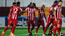 Jugadores del Atlético festejan un gol en Copa del Rey