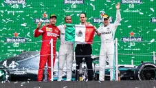 Lewis Hamilton, Sebastian Vettel y Valtteri Bottas en el GP de México