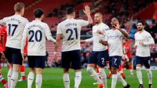 Jugadores del Manchester City celebrando el gol conseguido