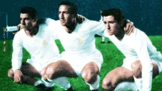 Julio, Francisco y Antonio Gento con la playera del Real Madrid