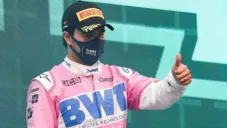 Checo Pérez tras conquistar el GP de Sakhir