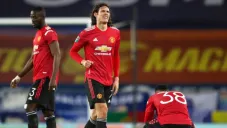 Edinson Cavani durante un partido con el United