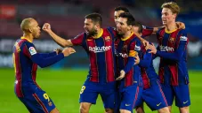 Jugadores del Barcelona festejan un gol en LaLiga