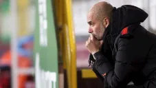 Pep Guardiola durante un partido con el City