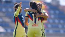 América Femenil festeja el gol del empate ante León