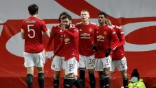 Jugadores del United celebran gol ante el West Ham