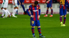 Lionel Messi en el partido entre el Barcelona y el PSG