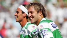 Lorito Jiménez y Vuoso en un partido con Santos