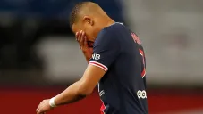 Mbappé reacciona al final del partido contra Mónaco