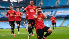 Bruno Fernandes festejando el primer gol del partido