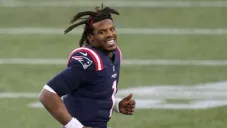 Cam Newton en un partido de los Patriots