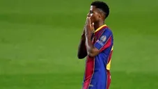 Ansu Fati durante un partido con Barcelona