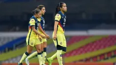 Jugadoras del América en el Clásico Femenil