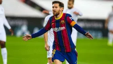 Lionel Messi festeja un gol con el Barcelona