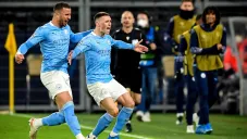 Jugadores del City celebran gol vs Dortmund