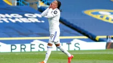 Helder Costa del Leeds United reacciona durante patido contra el Manchester United