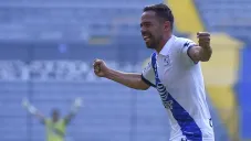 George Corral festeja un gol con el Puebla